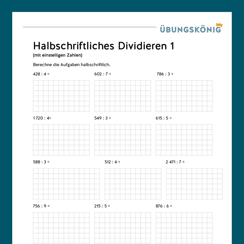 Königspaket: Halbschriftliches Dividieren (Mathe, Mittelschule)