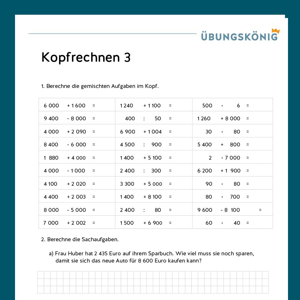 King's Package: Mental Arithmetic ZR 10 000 (Math, Middle School)