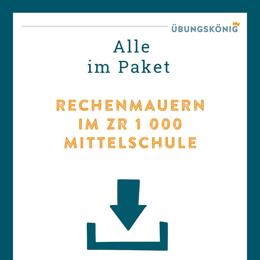 Königspaket: Rechenmauern im ZR 1 000 (Mathe, Mittelschule)