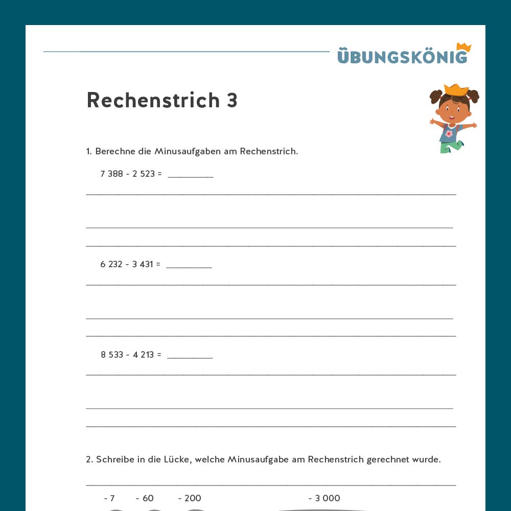 Königspaket: Rechenstriche über ZR 1 000 (Mathe, Mittelschule)