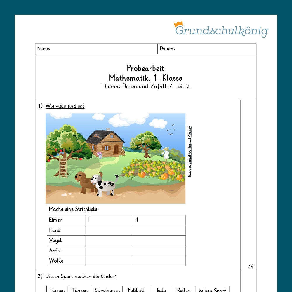 Math, Grade 1: Two Samples - Data and Chance 1