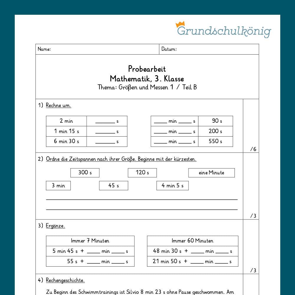 Math, Grade 3: Two Samples - Sizes and Measurement 1