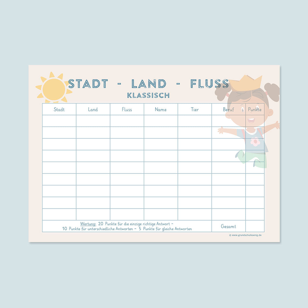 Block: Stadt-Land-Fluss - klassisch