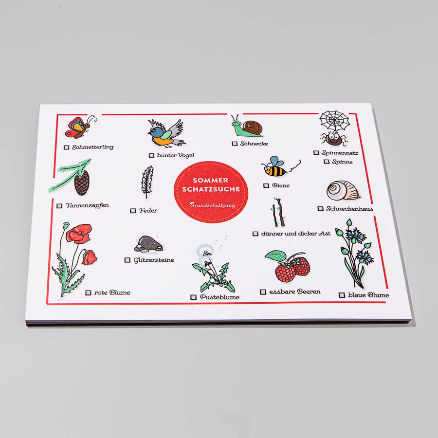 Schatzsuche in der Natur für den Sommer (DIN-A-5-Abrissblock)
