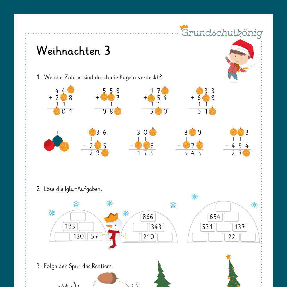 Königspaket: Weihnachten & Winter (Mathe, 3. Klasse)
