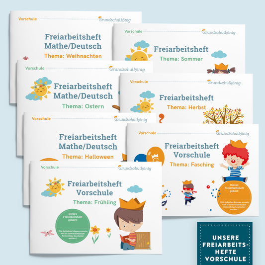 Günstiger im Set: Mit dem Grundschulkönig durch die Vorschule - 7 Freiarbeitshefte zum Preis von 6