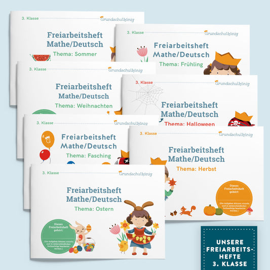 Günstiger im Set: Mit dem Grundschulkönig durch das 3. Schuljahr - 7 Freiarbeitshefte zum Preis von 6