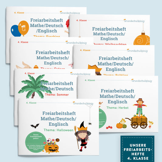 Günstiger im Set: Mit dem Grundschulkönig durch das 4. Schuljahr - 7 Freiarbeitshefte zum Preis von 6