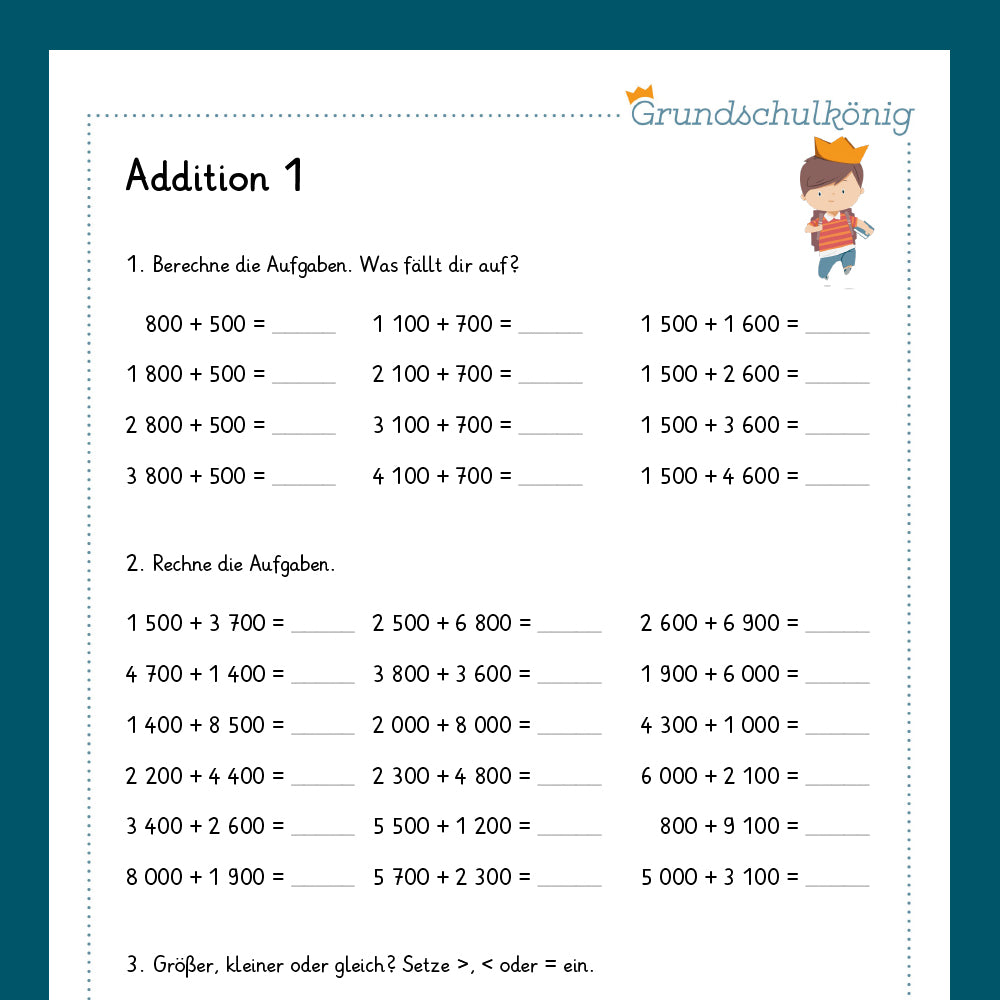 Königspaket: Addition und Subtraktion im Zahlenraum 10 000 (Mathe, 4. Klasse) - inklusive Test