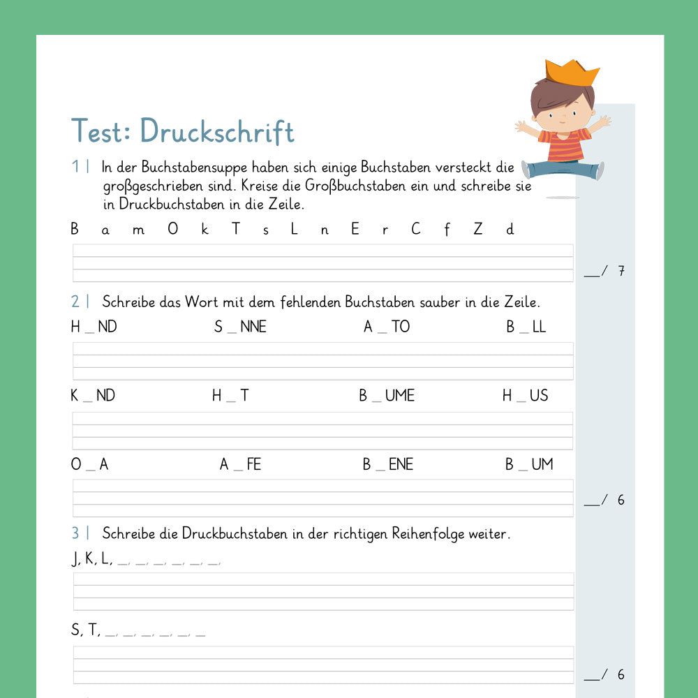 Königspaket: Druckschrift (Deutsch, 1. Klasse) - inklusive Test
