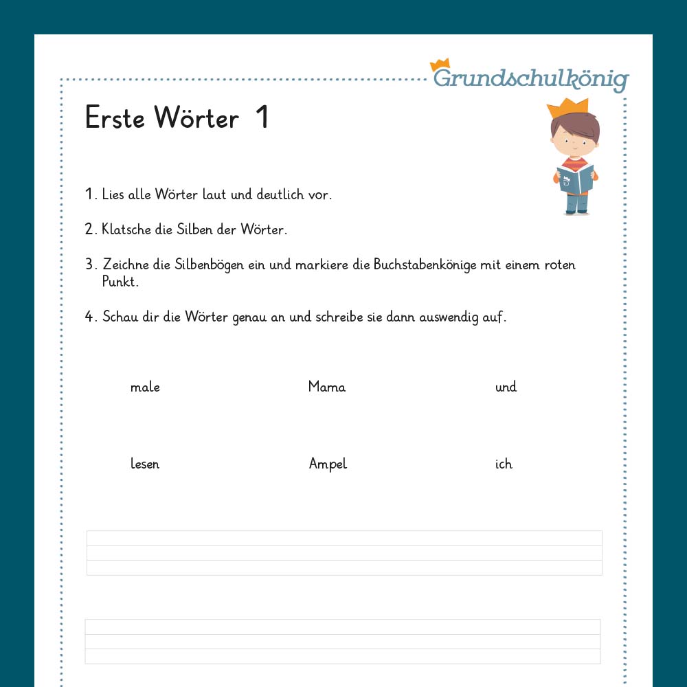 Königspaket: Erste Wörter - Lernwörter (Deutsch, 1. Klasse) - inklusive Test