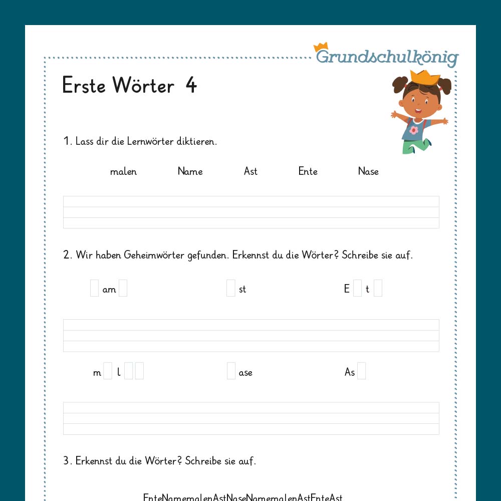 Königspaket: Erste Wörter - Lernwörter (Deutsch, 1. Klasse) - inklusive Test