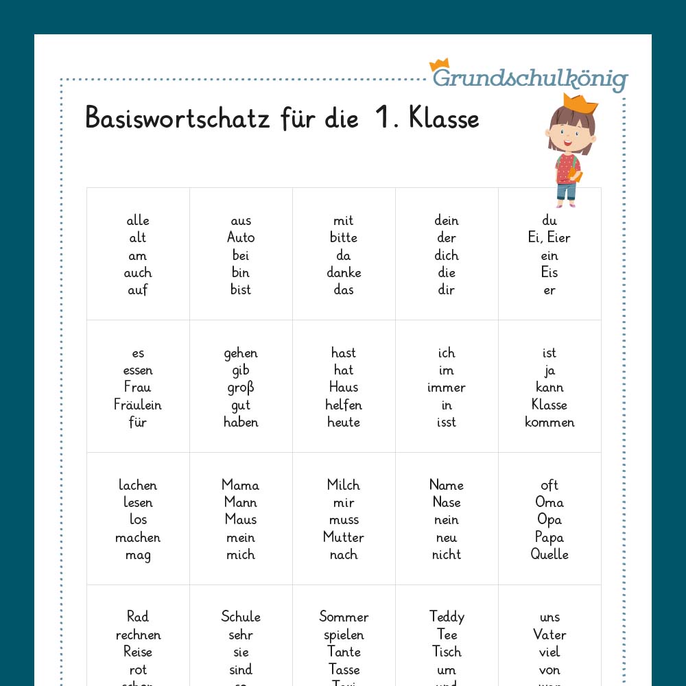 Königspaket: Grundwortschatz (Deutsch, 1. & 2. Klasse)