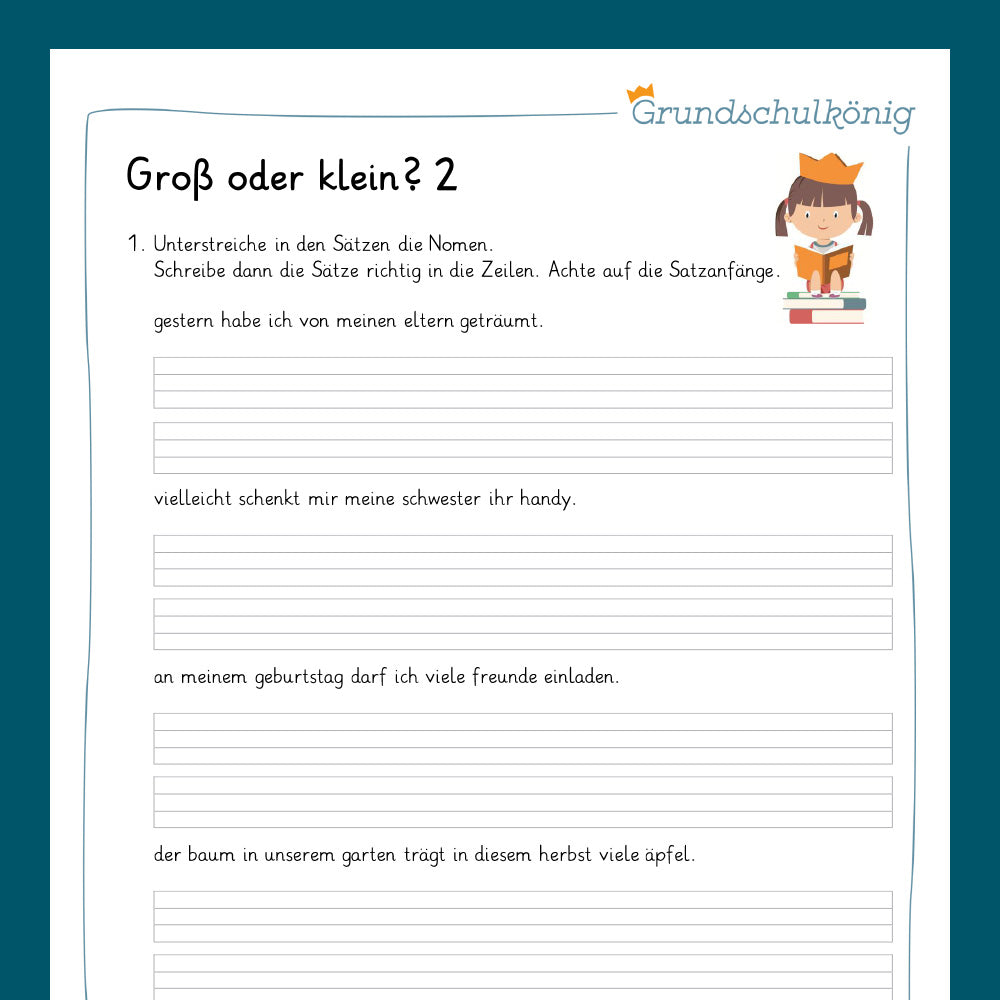 Königspaket: Groß- und Kleinschreibung (Deutsch, 1. Klasse)