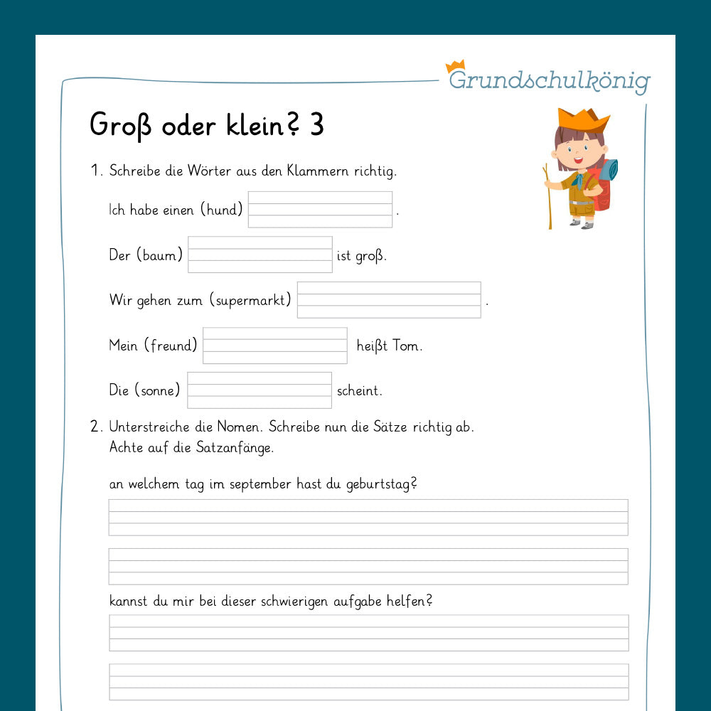 Königspaket: Groß- und Kleinschreibung (Deutsch, 1. Klasse)