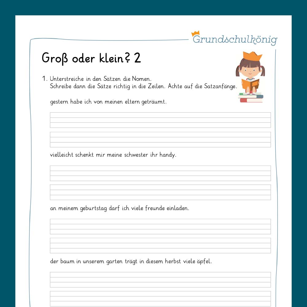 Königspaket: Groß- und Kleinschreibung (Deutsch, 1. Klasse) - inklusive Test