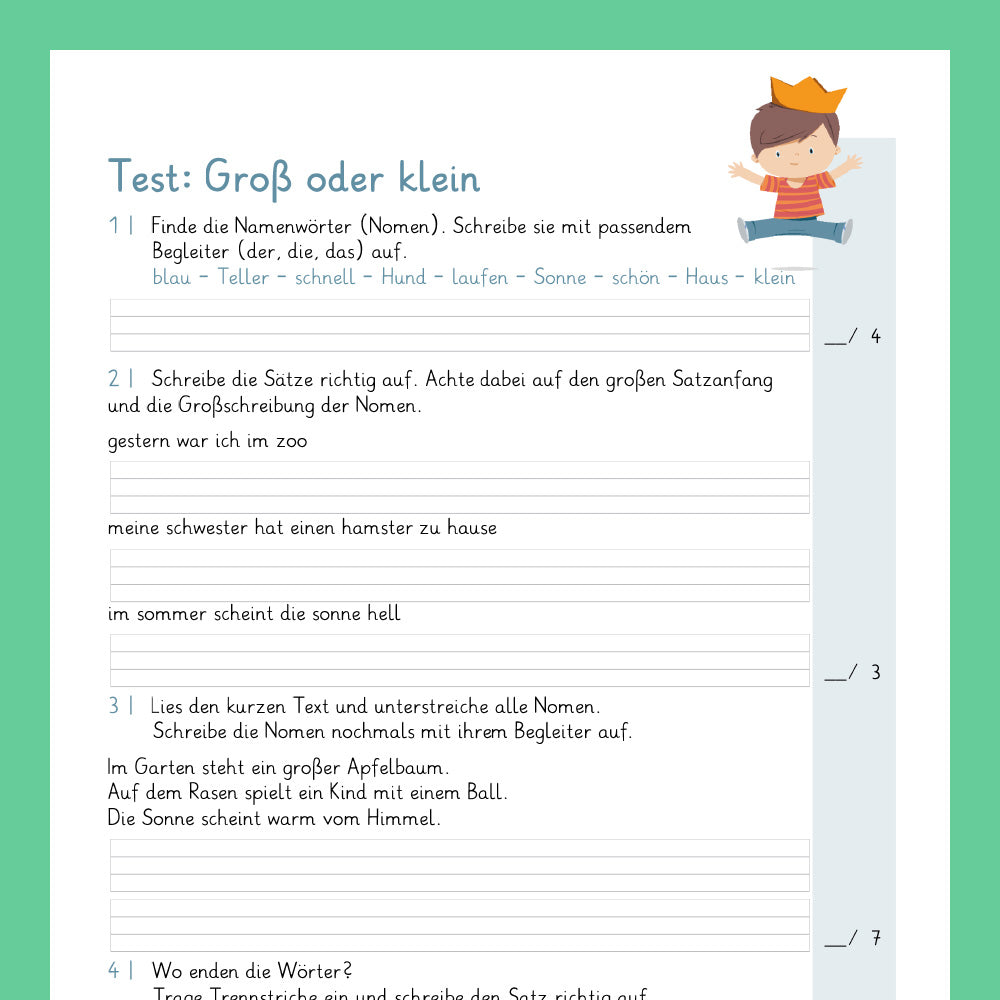 Königspaket: Groß- und Kleinschreibung (Deutsch, 1. Klasse) - inklusive Test