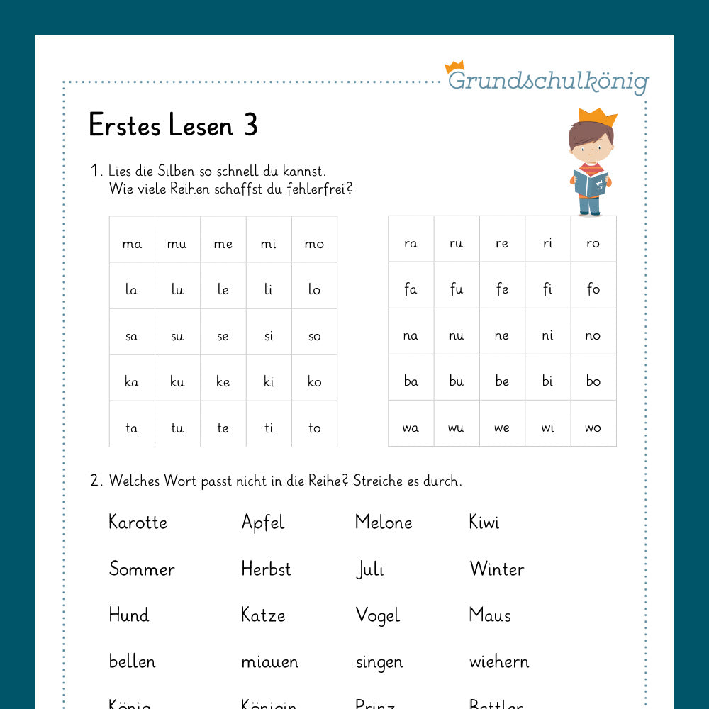Königspaket: Lesetempo aufbauen (Deutsch, 1. Klasse)