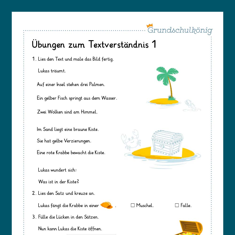 Königspaket: Textverständnis (Deutsch, 1. Klasse) - inklusive Test