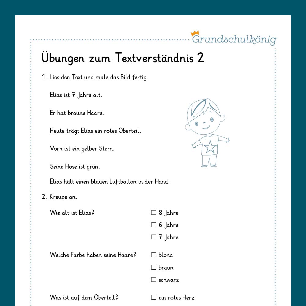 Königspaket: Textverständnis (Deutsch, 1. Klasse) - inklusive Test