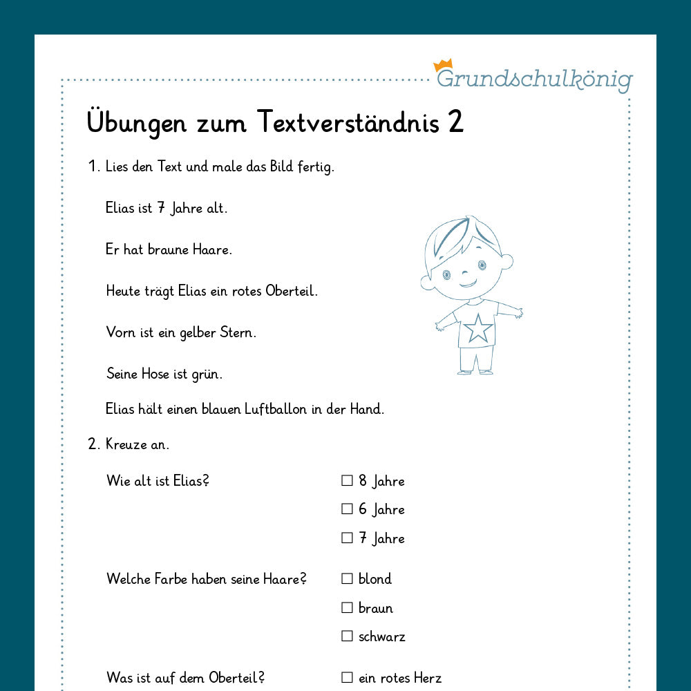 Königspaket: Textverständnis (Deutsch, 1. Klasse)