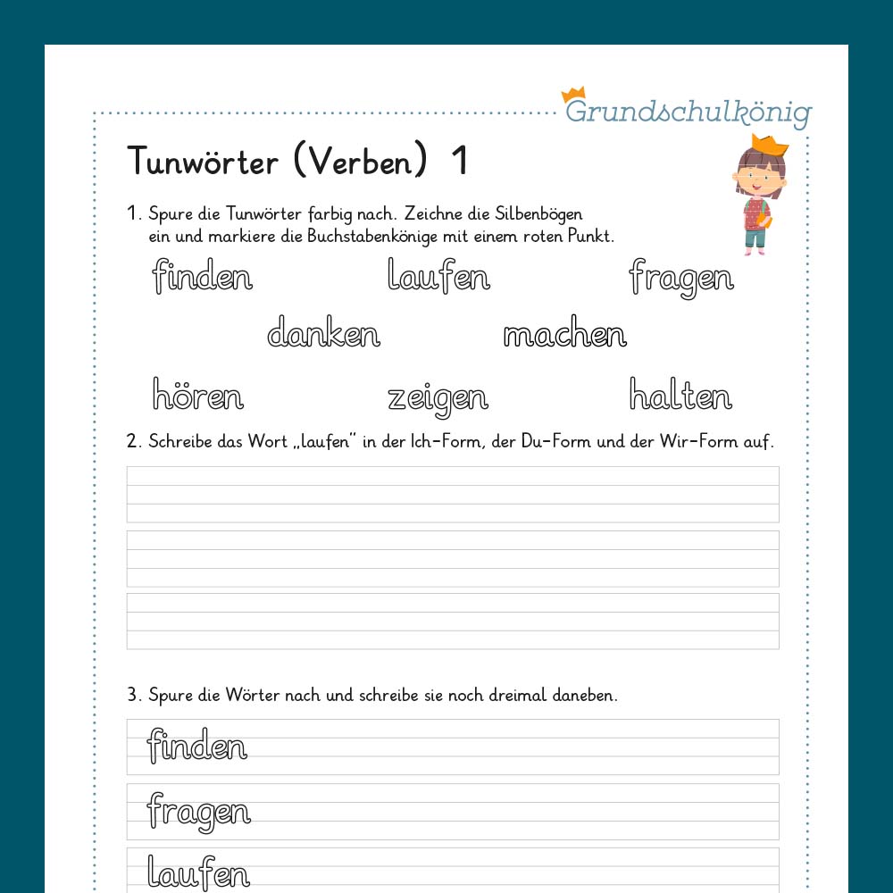 Königspaket: Tunwörter & Zahlenwörter (Deutsch, 1. Klasse) - inklusive Test