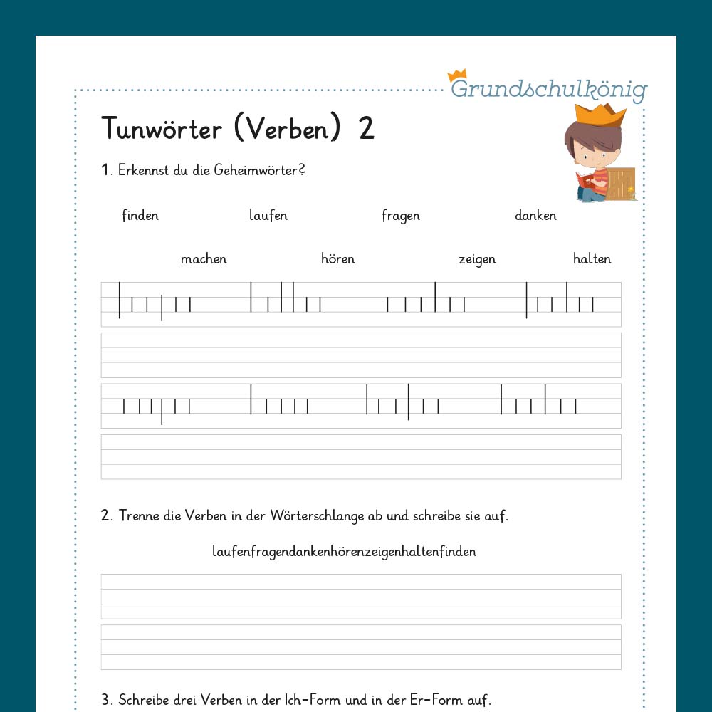 Königspaket: Tunwörter & Zahlenwörter (Deutsch, 1. Klasse) - inklusive Test