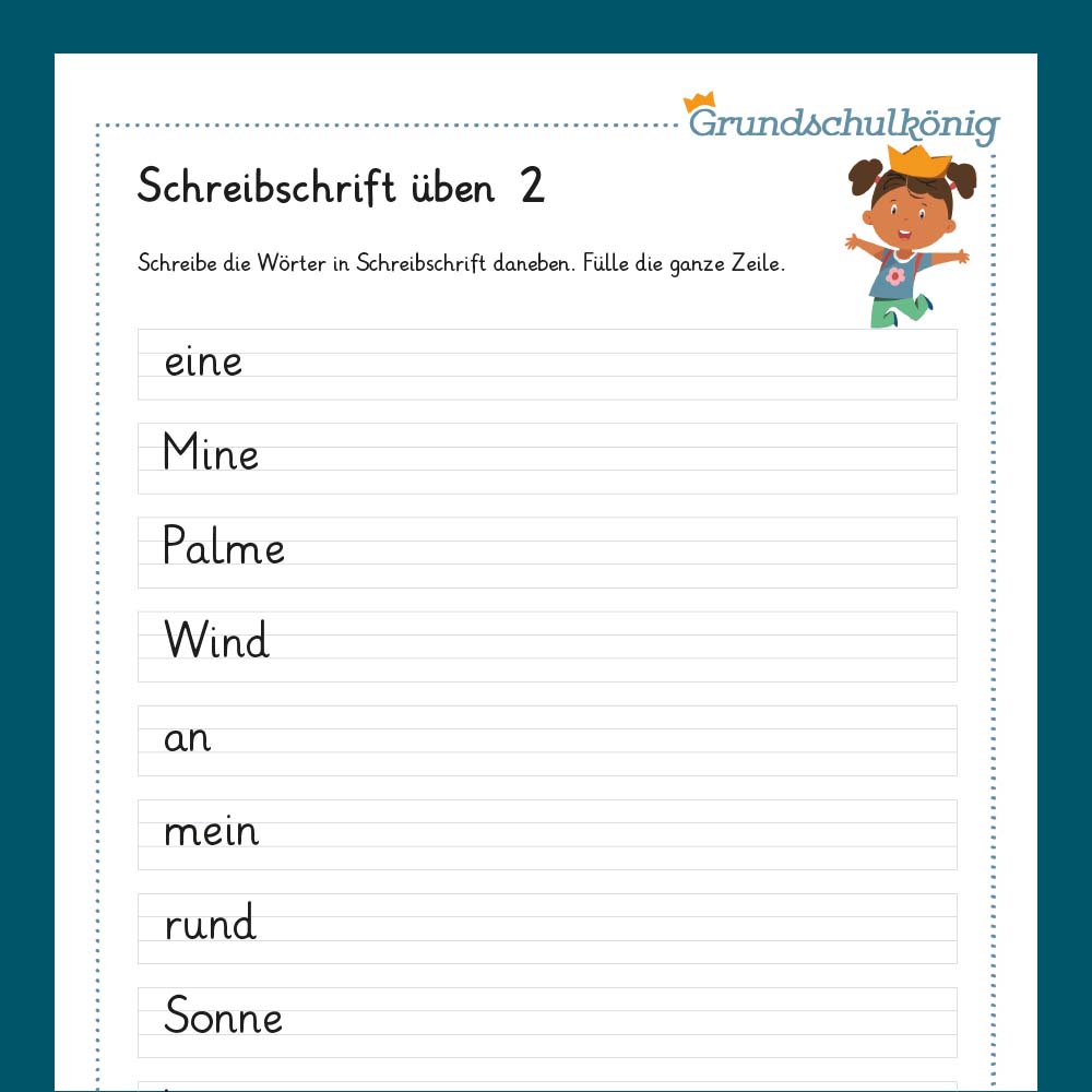 Königspaket: Schreibschrift - Übungsblätter inklusive Test (Deutsch, 1. Klasse)