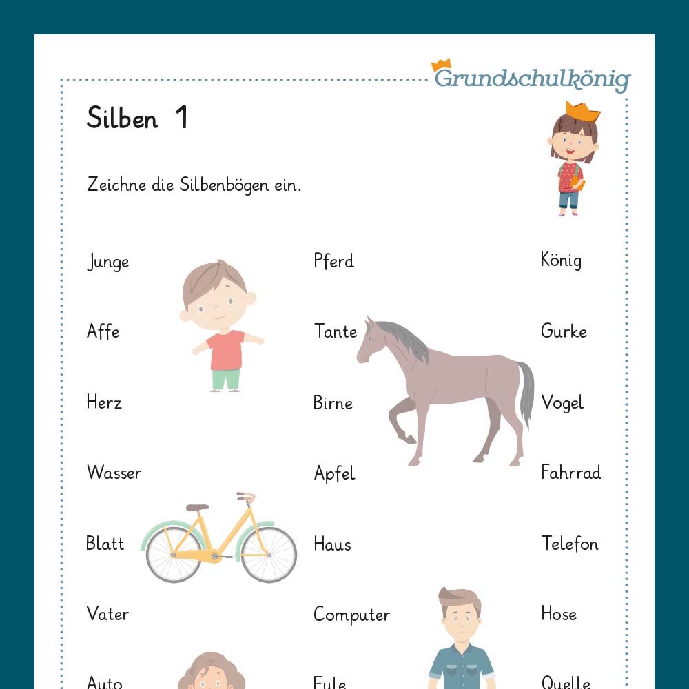 Königspaket: Silbentrennung (Deutsch, 1. Klasse) - inklusive Test