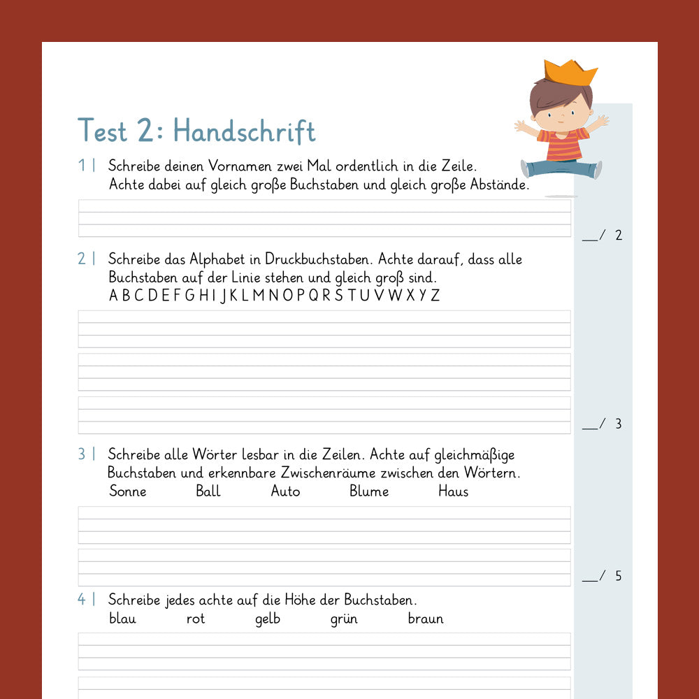 Testsammlung für Deutsch in der 1. Klasse