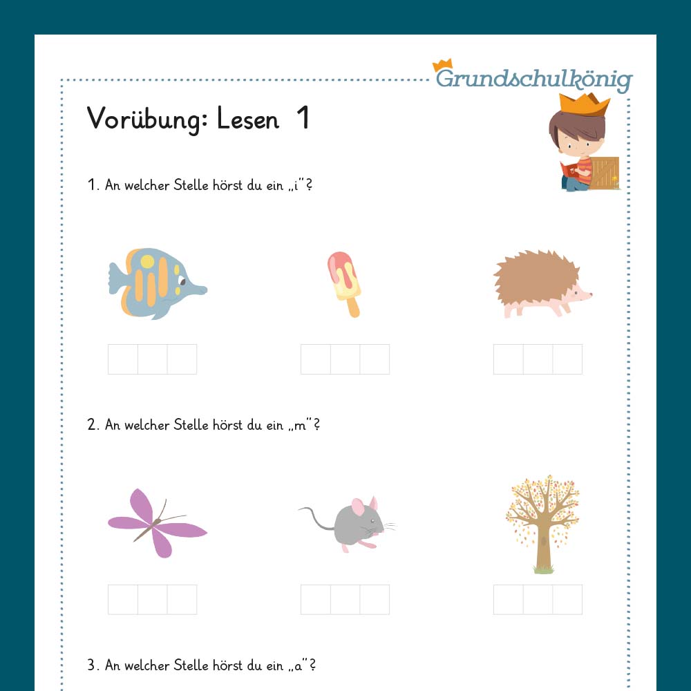 Königspaket: Vorübungen / erstes Lesen (Deutsch, 1. Klasse) - inklusive Test