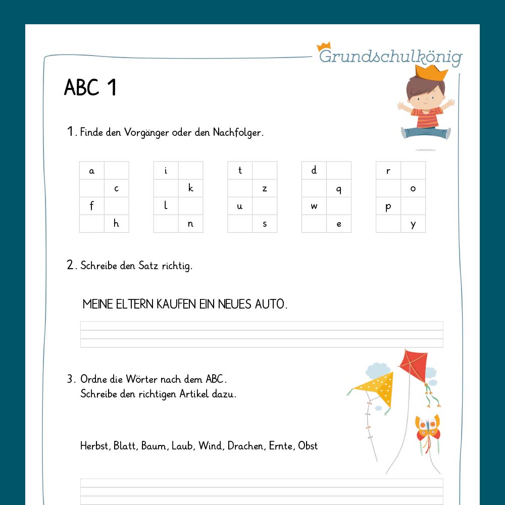 Königspaket: ABC (Deutsch, 1. & 2. Klasse) - inklusive Test