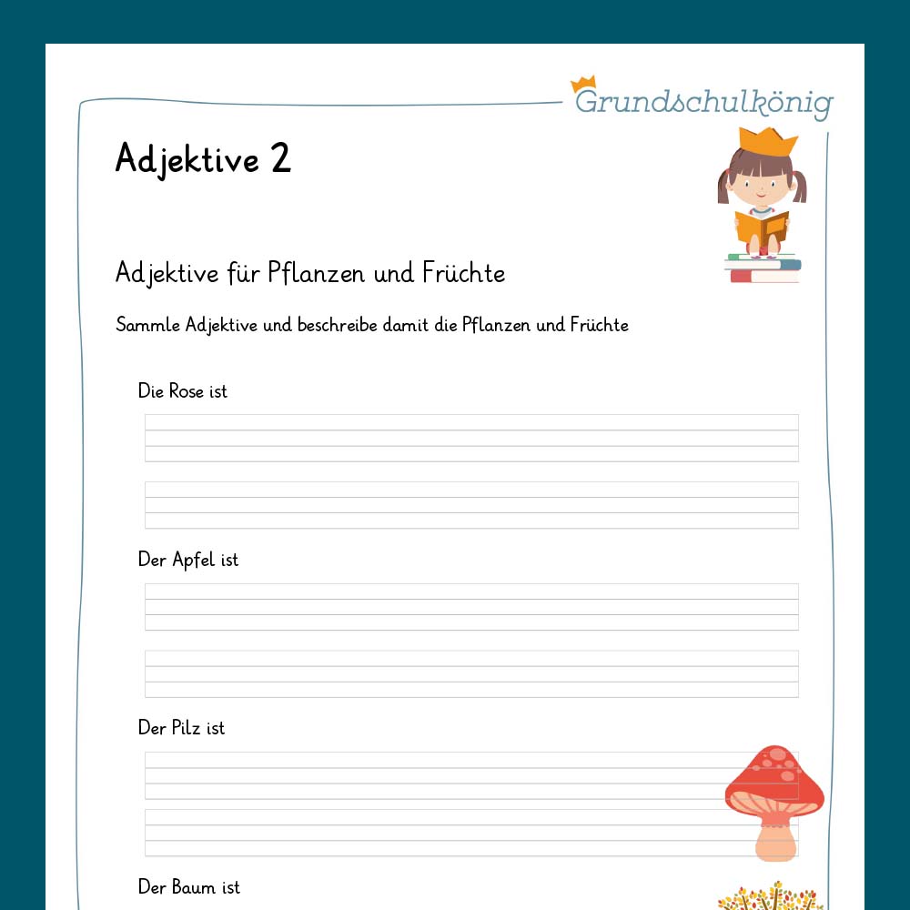 Königspaket: Adjektive / Wiewörter (Deutsch, 2. Klasse) - inklusive Test