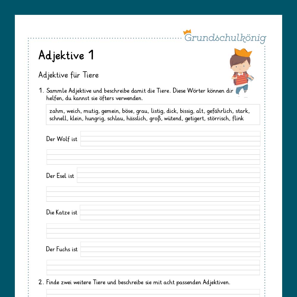 Königspaket: Adjektive / Wiewörter (Deutsch, 2. Klasse) - inklusive Test