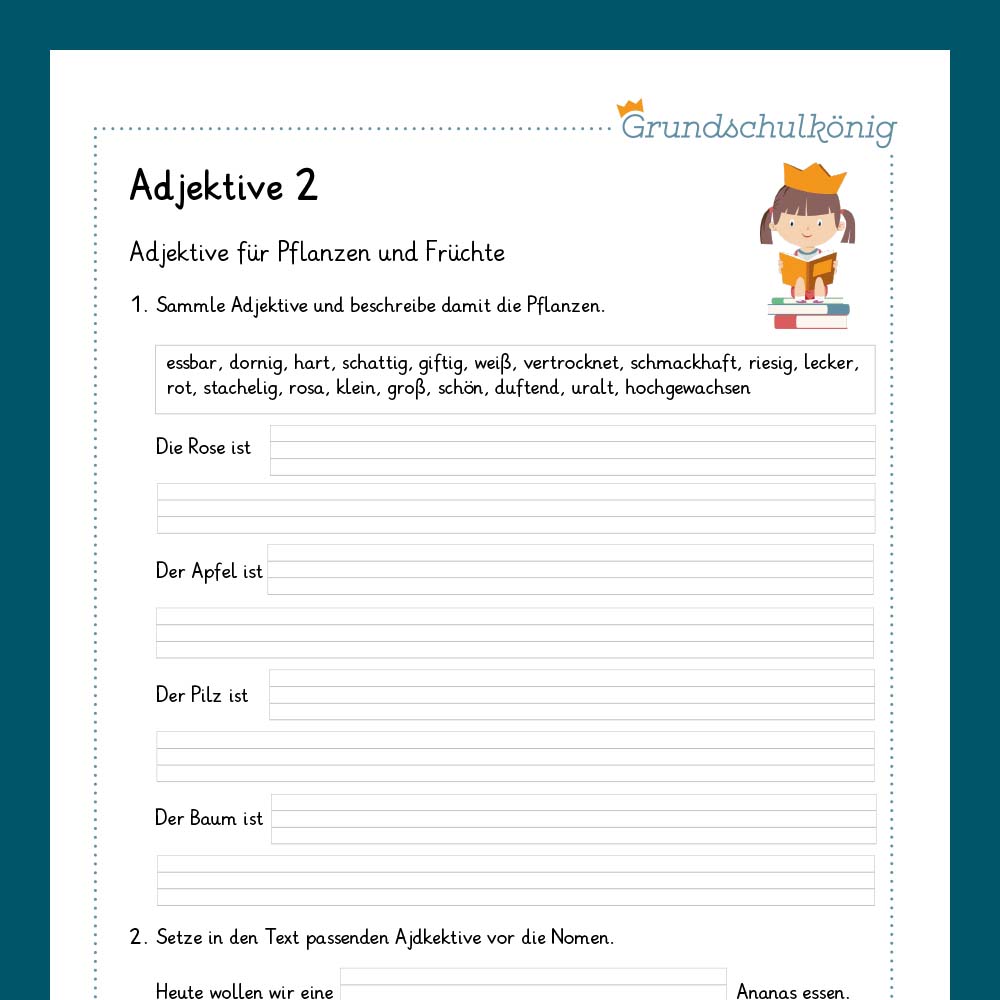 Königspaket: Adjektive / Wiewörter (Deutsch, 2. Klasse) - inklusive Test