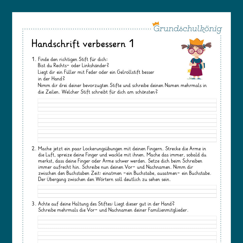Königspaket: Handschrift verbessern (Deutsch, 2. Klasse) - inklusive Test