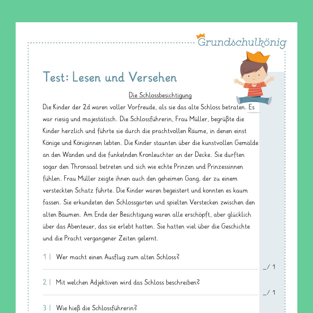 Königspaket: Lesen und Verstehen (Deutsch, 2. Klasse) - inklusive Test
