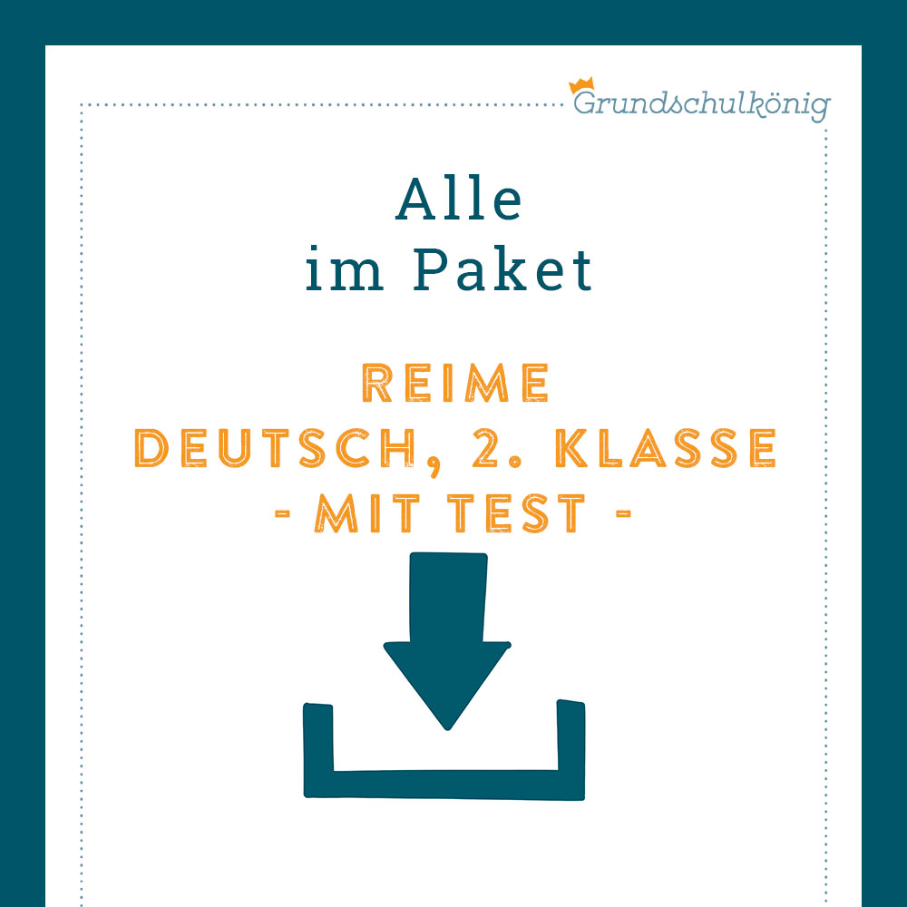 Königspaket: Reime / Reimwörter (Deutsch, 2. Klasse) - inklusive Test