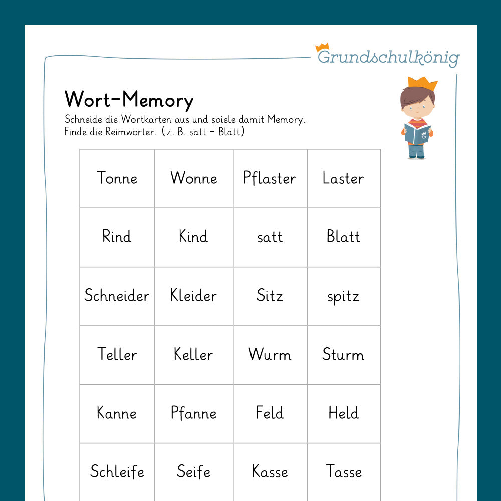 Königspaket: Reime / Reimwörter (Deutsch, 2. Klasse) - inklusive Test