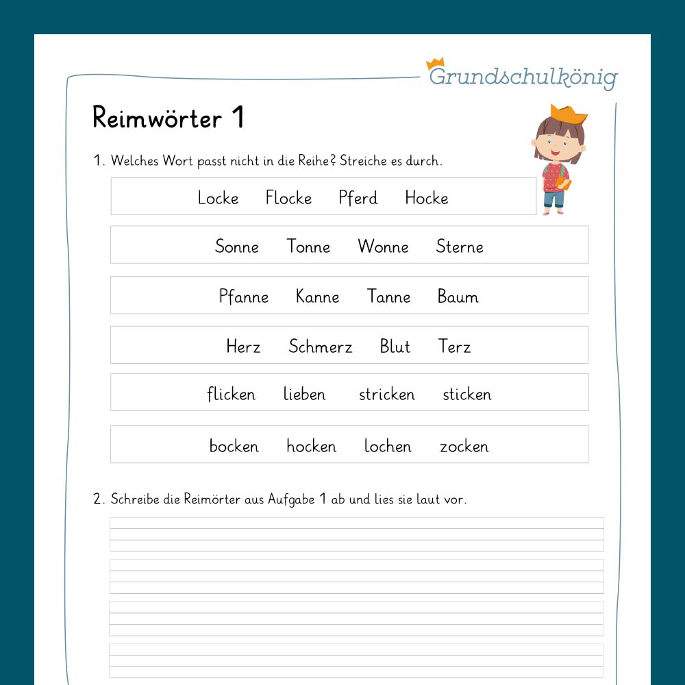 Königspaket: Reime / Reimwörter (Deutsch, 2. Klasse) - inklusive Test