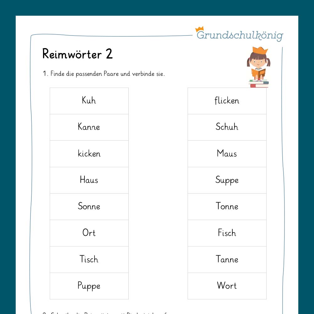 Königspaket: Reime / Reimwörter (Deutsch, 2. Klasse) - inklusive Test