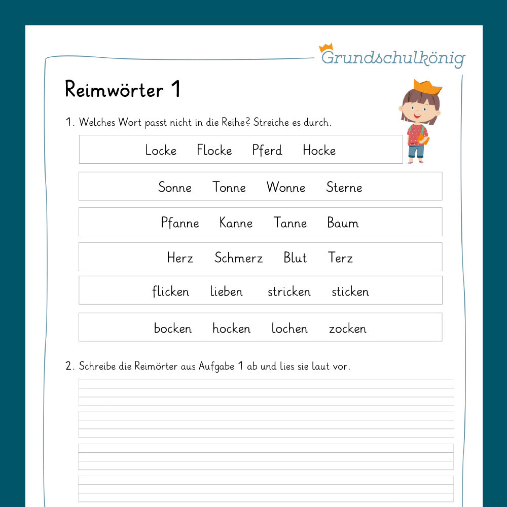 Königspaket: Reime / Reimwörter (Deutsch, 2. Klasse)