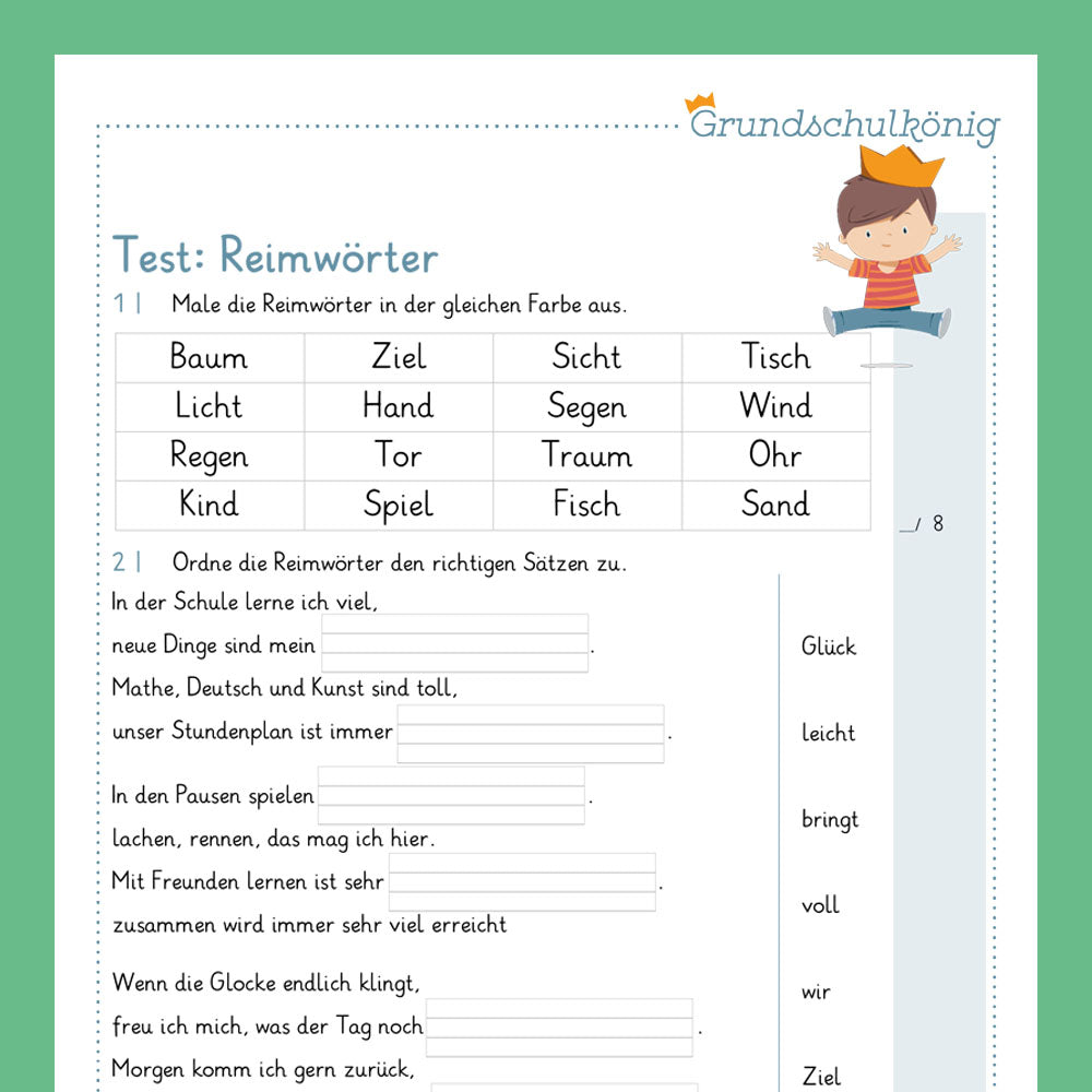 Königspaket: Reime / Reimwörter (Deutsch, 2. Klasse) - inklusive Test