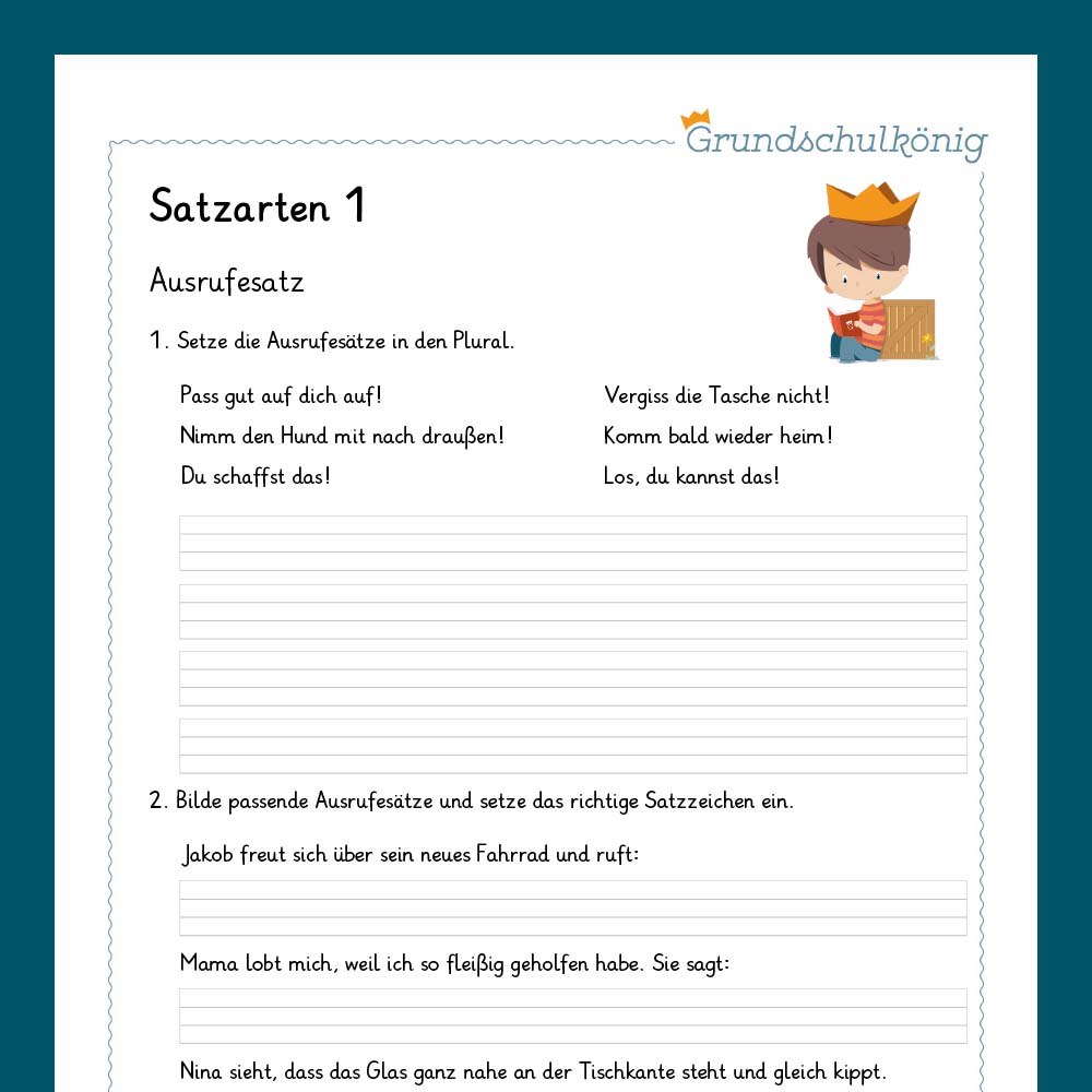 Königspaket: Satzarten (Deutsch, 2. Klasse) - inklusive Test
