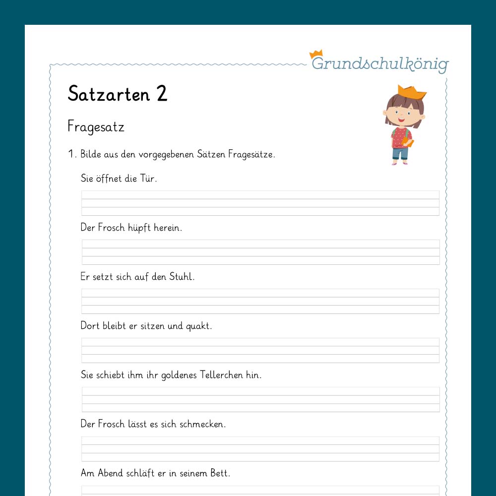 Königspaket: Satzarten (Deutsch, 2. Klasse) - inklusive Test