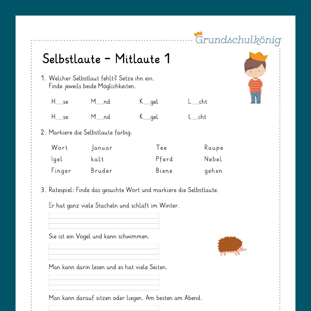 Königspaket: Selbstlaute / Mitlaute (Deutsch, 2. Klasse) - inklusive Test