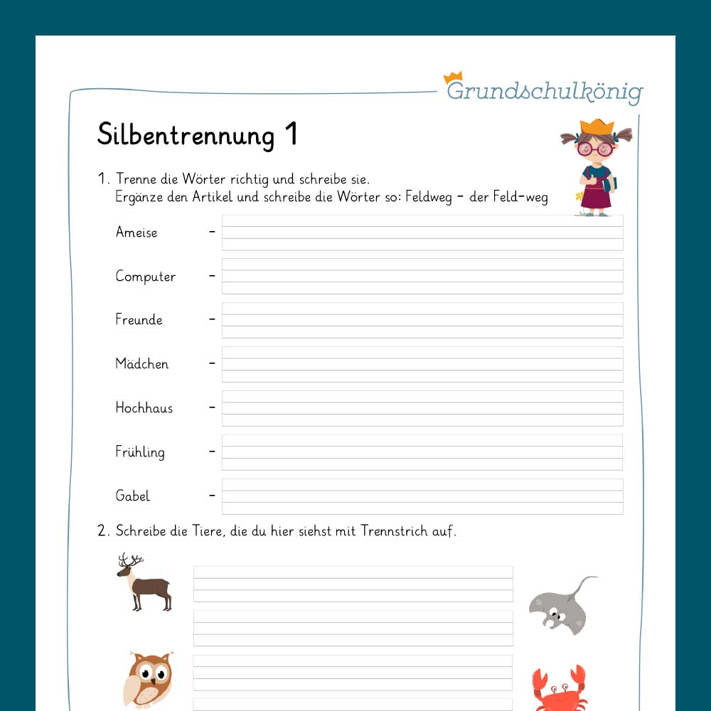 Königspaket: Silbentrennung (Deutsch, 2. Klasse) - inklusive Test