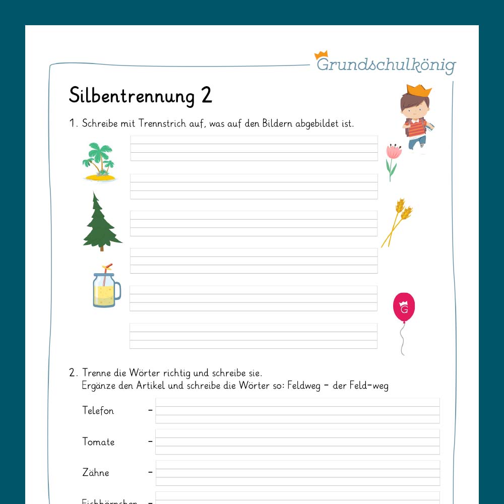 Königspaket: Silbentrennung (Deutsch, 2. Klasse) - inklusive Test