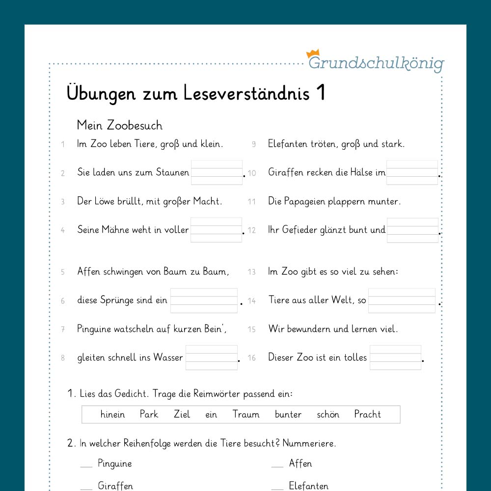 Königspaket: Textverständnis (Deutsch, 2. Klasse) - inklusive Test