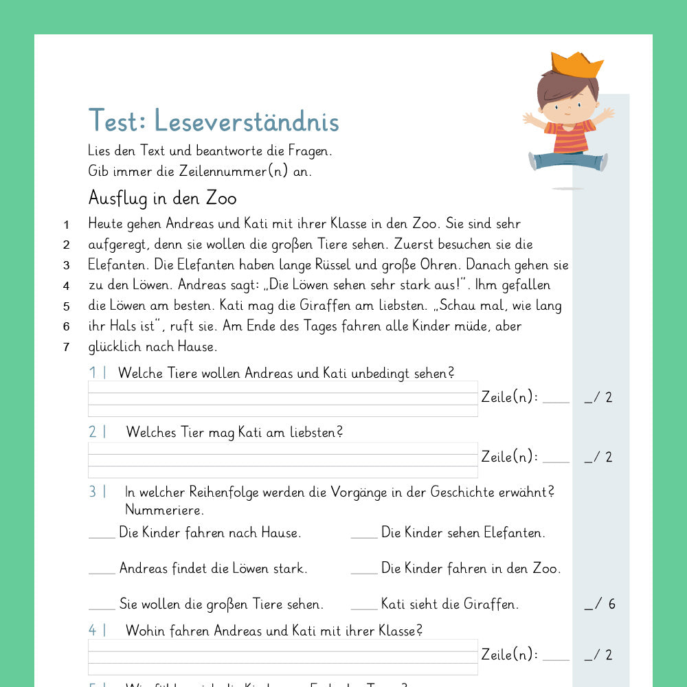 Königspaket: Textverständnis (Deutsch, 2. Klasse) - inklusive Test